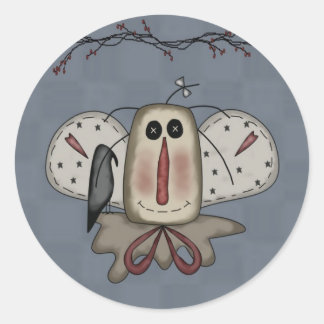 Angel Rag Doll & Crow Classic Round Sticker
