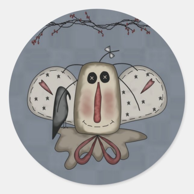 Angel Rag Doll & Crow Classic Round Sticker (Front)