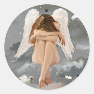 Angel Resting Classic Round Sticker