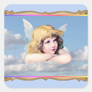 Angel Resting On A Cloud Square Sticker