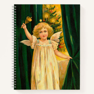 Angel ringing the bell for Christmas time Notebook