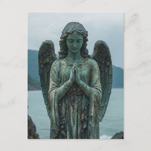 Angel Sculpture Copper and Patina Postcard (Front)