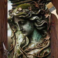 Angel Sculpture Distressed Patina Decoupage