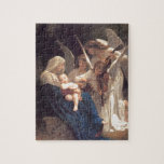 Angel Serenade Jigsaw Puzzle<br><div class="desc">Vintage 19th century art depicting three angels playing music for baby Jesus and Mary.  Fine art by William Adolphe-Bouguereau.</div>