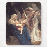 Angel Serenade Mouse Pad<br><div class="desc">Vintage 19th century art depicting three angels playing music for baby Jesus and Mary.  Fine art by William Adolphe-Bouguereau.</div>