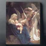 Angel Serenade Plaque<br><div class="desc">Vintage 19th century art depicting three angels playing music for baby Jesus and Mary.  Fine art by William Adolphe-Bouguereau.</div>