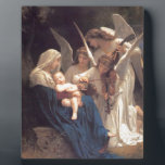 Angel Serenade Plaque<br><div class="desc">Vintage 19th century art depicting three angels playing music for baby Jesus and Mary.  Fine art by William Adolphe-Bouguereau.</div>