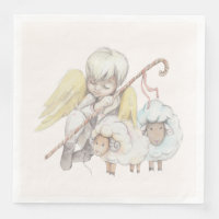 Angel Shepherd with Lambs Pastoral