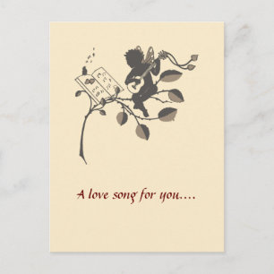 Angel silhouette music postcard