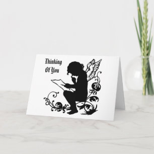 Angel Silhouette Reading Greeting Card