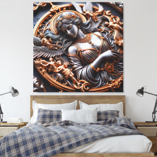 Angel Silver Bronze Canvas Print Picture