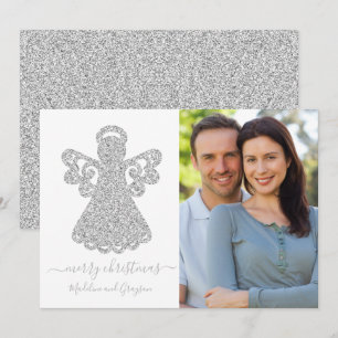 Angel Silver Glitter Flat Card