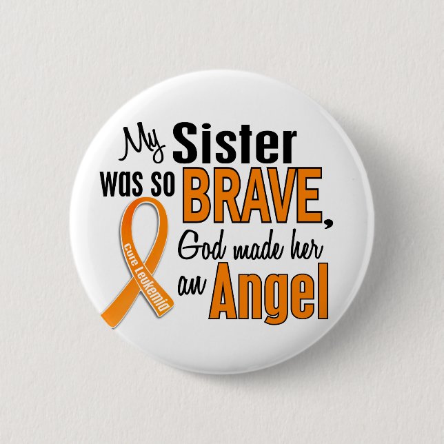 Angel Sister Leukaemia 2 Inch Round Button (Front)