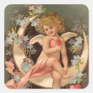 Angel Sitting on Valentine Moon - Sticker