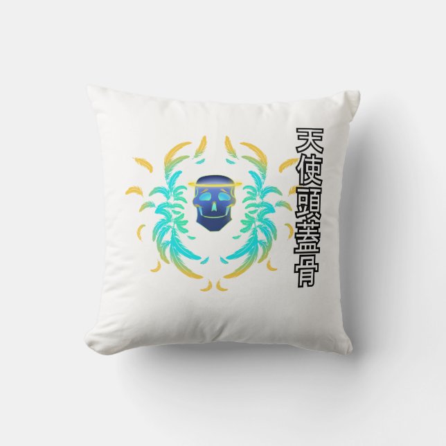 Angel Skull Throw Pillow (Front)