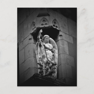 Angel slaying dragon statue postcard