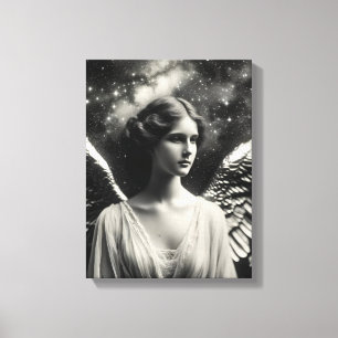 Angel Stars Black and White Canvas Print