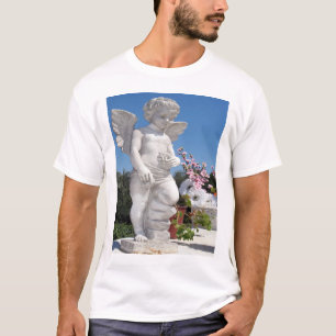 Angel Statue In Dirty Blue T-Shirt