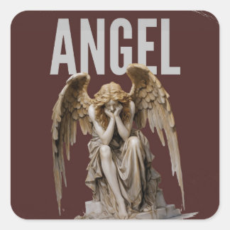 Angel Statue Kiss-Cut Vinyl Decal Square Sticker