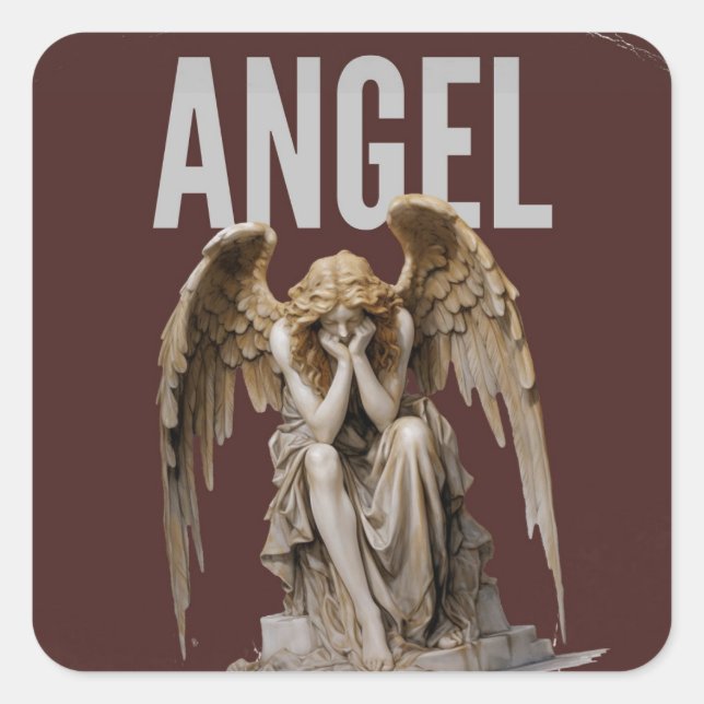 Angel Statue Kiss-Cut Vinyl Decal Square Sticker (Front)
