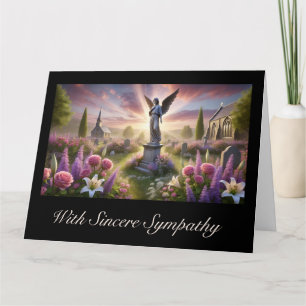 Angel Statue with Flowers Sympathy Card
