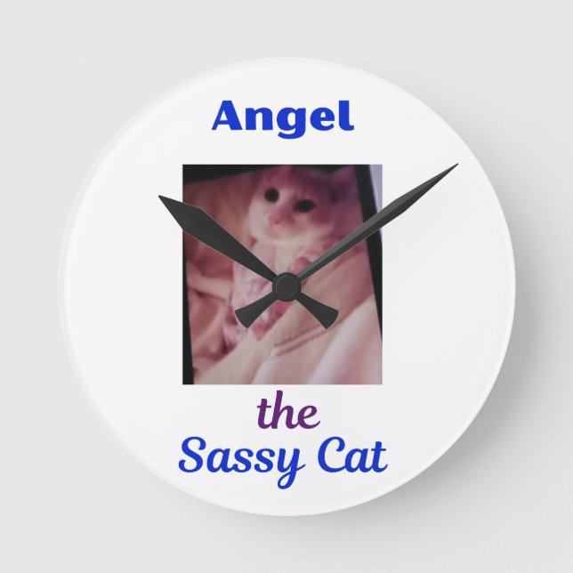 Angel the Sassy Cat Wall Clock (Front)
