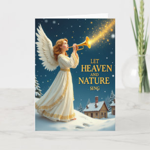 Angel Trumpet Christmas Card Let Heaven and Nature
