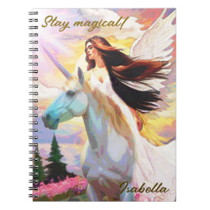 Angel Unicorn Stay Magical Name Journal Notebook