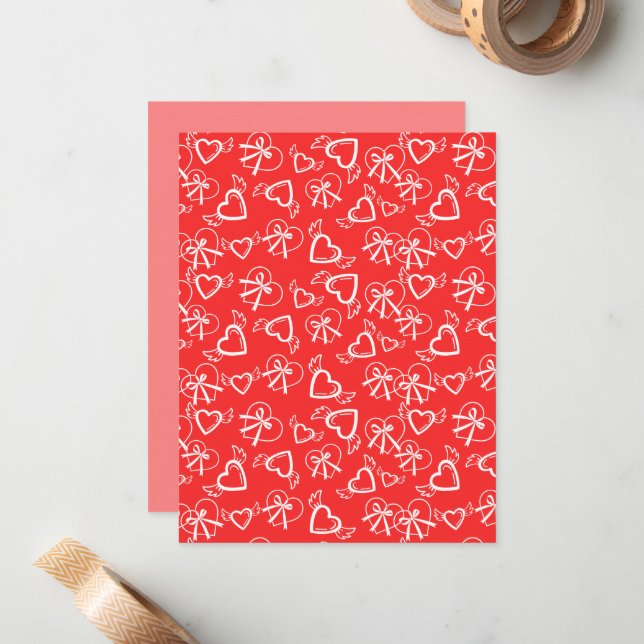 Angel Valentine's Hearts Pattern Card (Front/Back In Situ)
