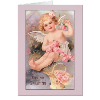 Angel vintage Card-Angel avec Roses