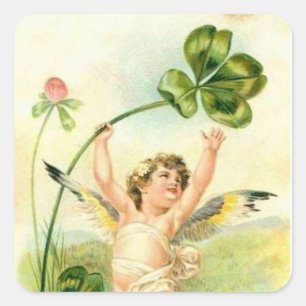 Angel vintage et Shamrock - Sticker