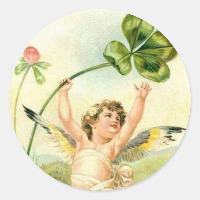 Angel vintage et Shamrock - Sticker (Devant)