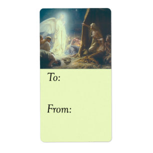 Angel Visits Shepherds Vintage Gift Tag