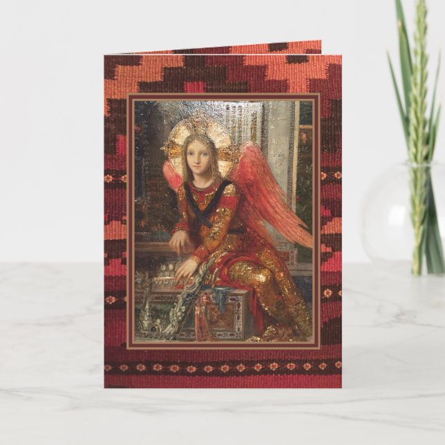 Angel w/Harp, set on South western style folded Thank You Card (Front)