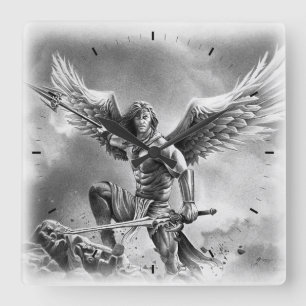 ANGEL WARRIOR Square Wall Clock