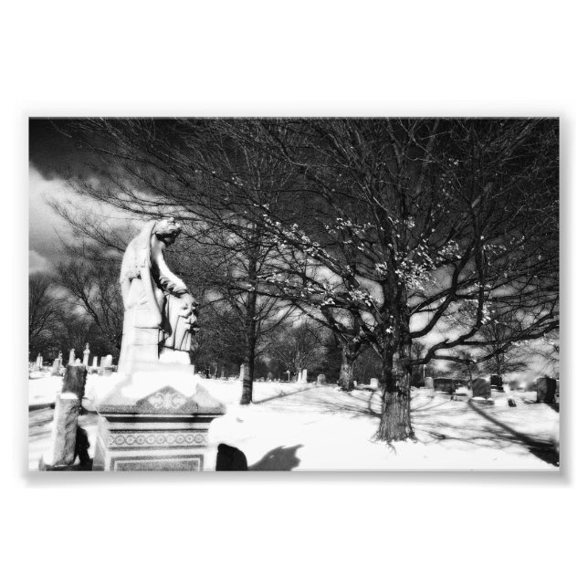 Angel Watches Over Church Cemetery Photo Print (Front)