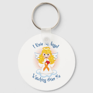 Angel Watching Over Me Orange Ribbon Keychain