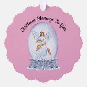 Angel Water Globe Christmas Paper Ornament Card