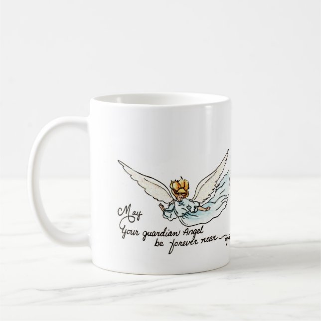 Angel Watercolor Gracefully Near and Watching You  Coffee Mug (Left)