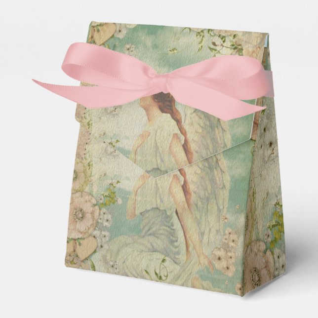 Angel White Flowers Blue Sky  Favor Box (Front Side)