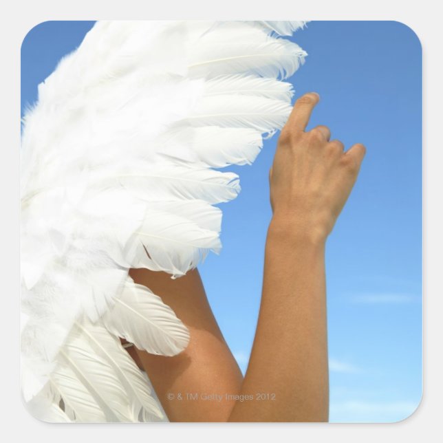 Angel wing with arm square sticker (Front)