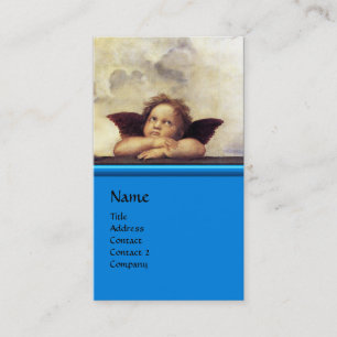 ANGEL Winged Cherub Monogram Blue Sapphire silver Business Card