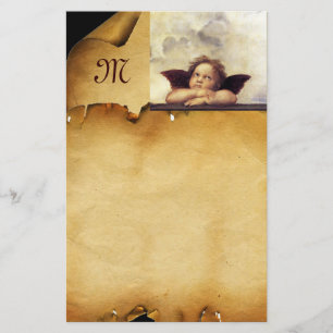 ANGEL / Winged Cherub, Parchment Monogram Stationery