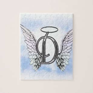 Angel Wings and Halo Monogram Letter D Jigsaw Puzzle