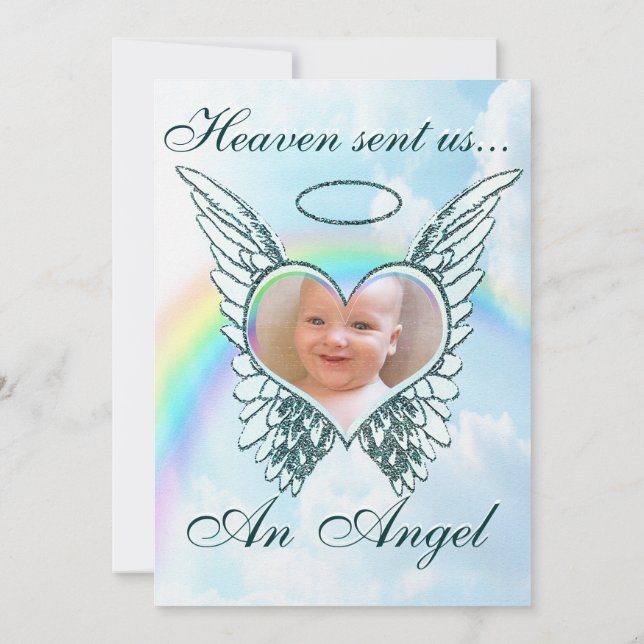 Angel Wings and Heart Invitation (Back)