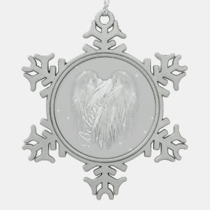 ANGEL WINGS 'Believe' Magic Heart Snowflake Pewter Christmas Ornament