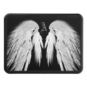 ANGEL WINGS Black Custom Monogram Trailer Hitch Cover