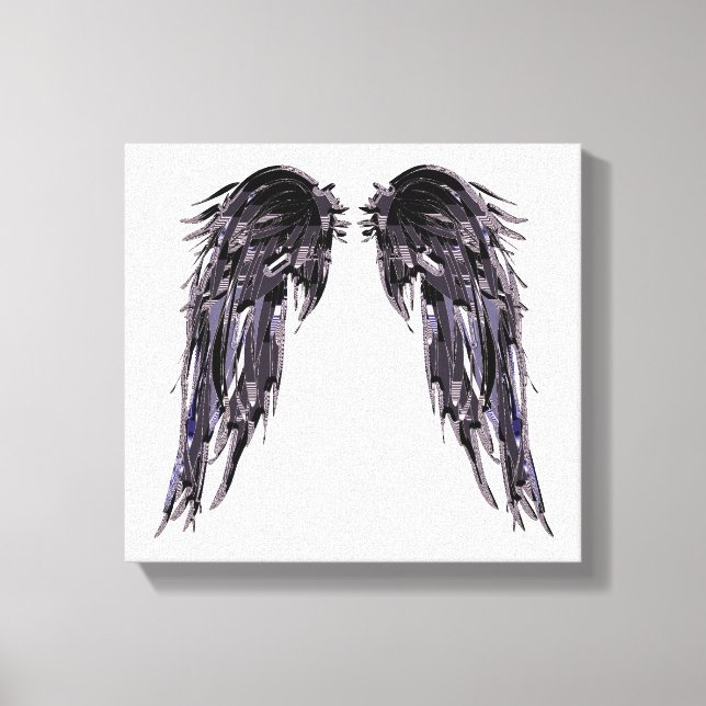 Angel Wings Black Digital Art Black White Canvas (Front)