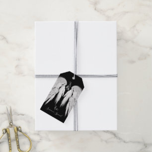 ANGEL WINGS Black Heavenly Holly Monogram Gift Tags