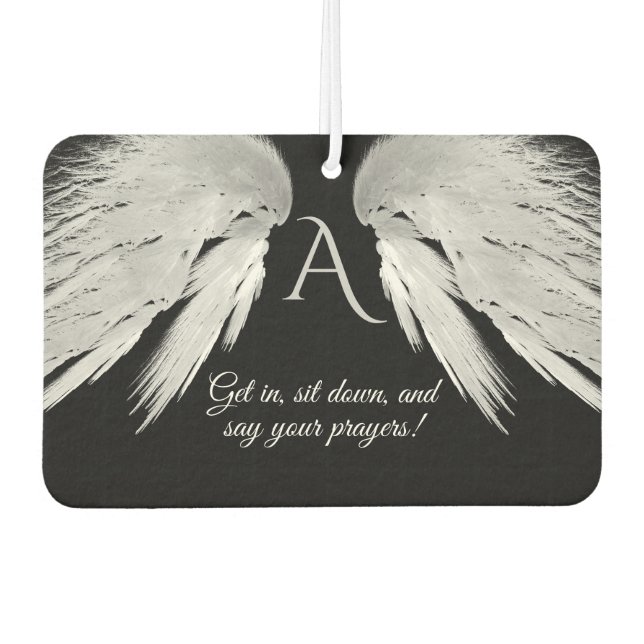 ANGEL WINGS Black Monogram Funny Air Freshener (Front)
